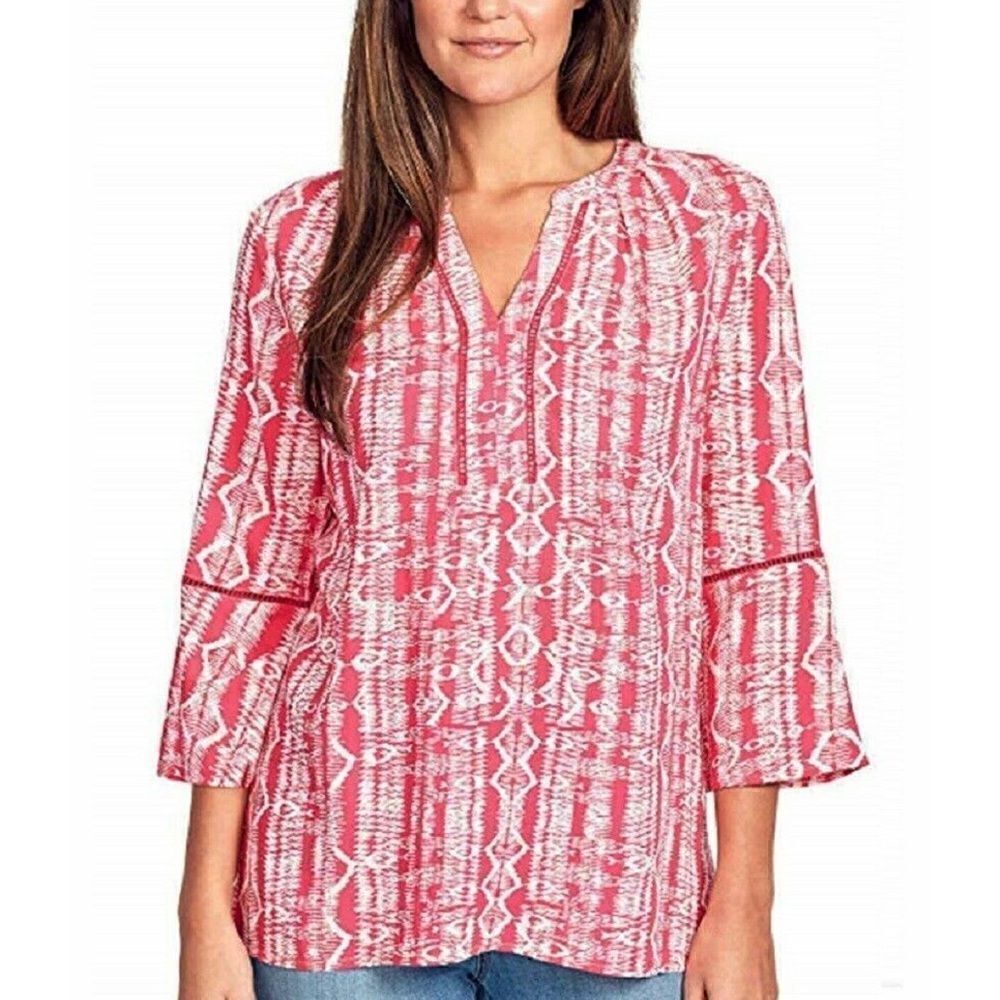 Gloria Vanderbilt Nova Flutter Sleeves Blouse Top, Sz Large